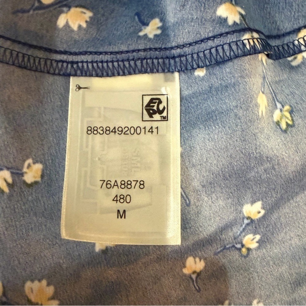 Tommy Hilfiger Floral Flutter Sleeve Ruffle Hem Shift Dress Navy Blue M Preppy - Picture 12 of 16